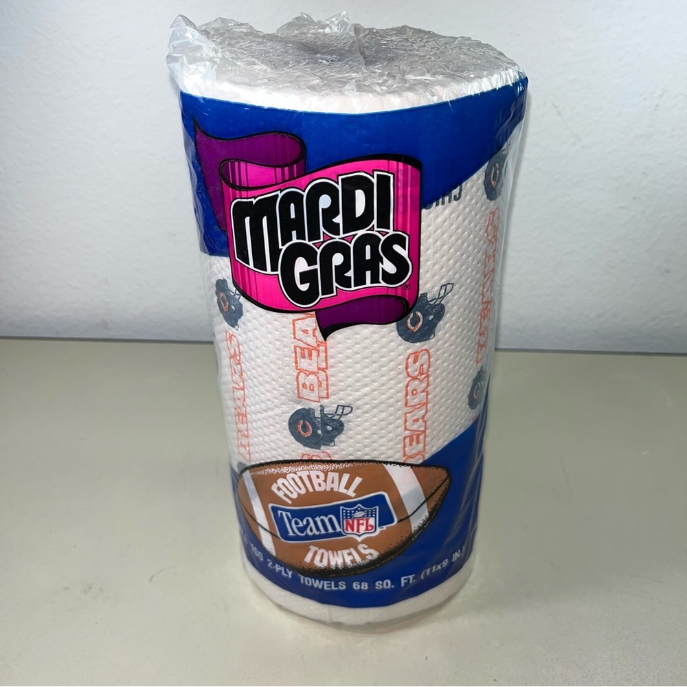 Rare VTG Chicago Bears Paper Towel Roll NFL Sealed 1990s Mardi Gras collectible